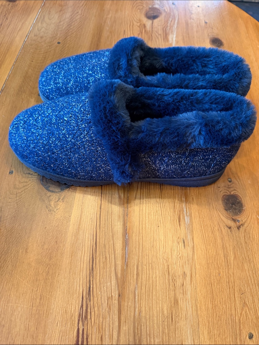 Skechers Women's Navy Cozy Lite Sparkle Plush Slippers